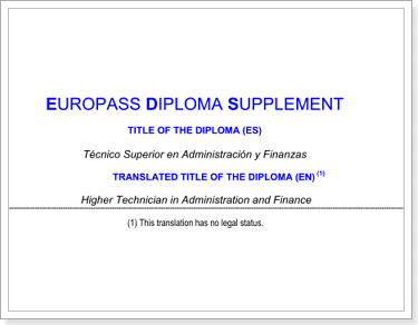 TS Administración y Finanzas - EUROPASS DIPLOMA SUPPLEMENT