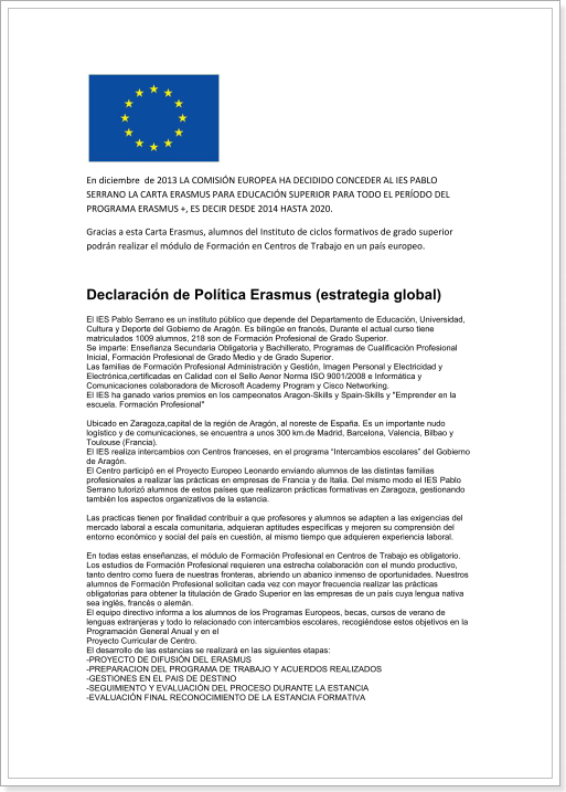 Declaración de política Erasmus